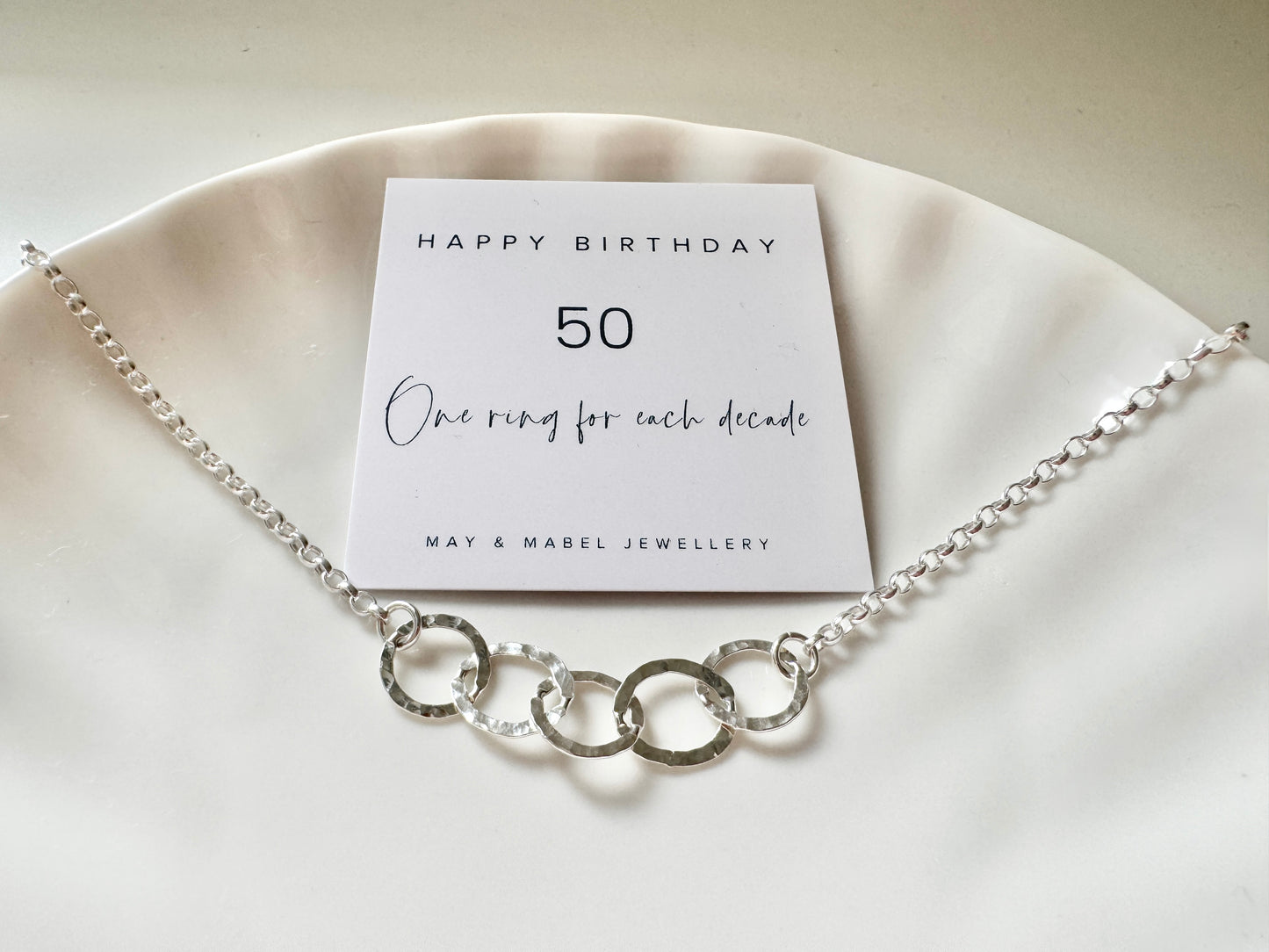 50th Birthday Sterling Silver Interlinked Necklace