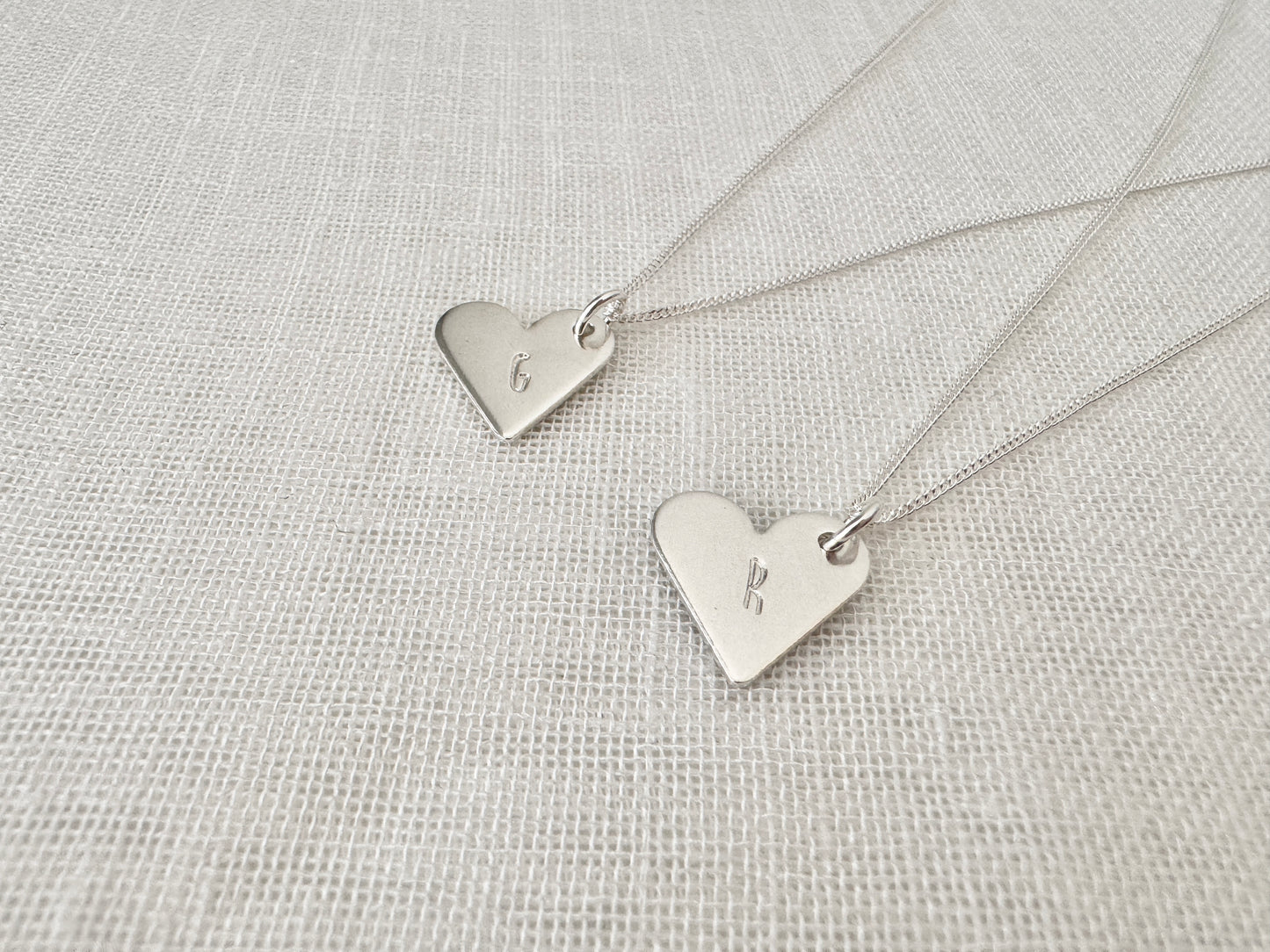 Sterling Silver Heart Pendant Necklace with Initial
