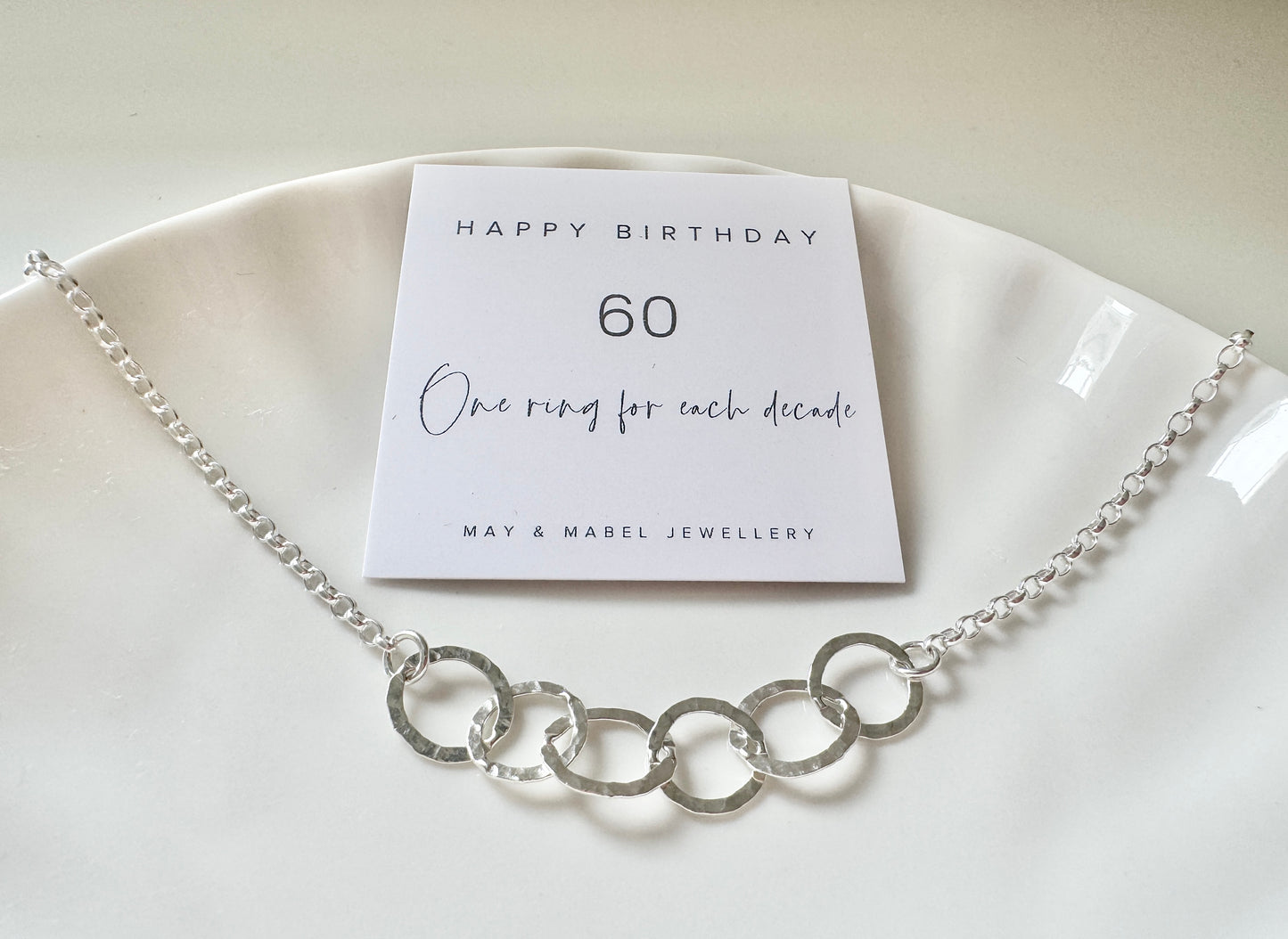 60th Birthday Sterling Silver Interlinked Necklace