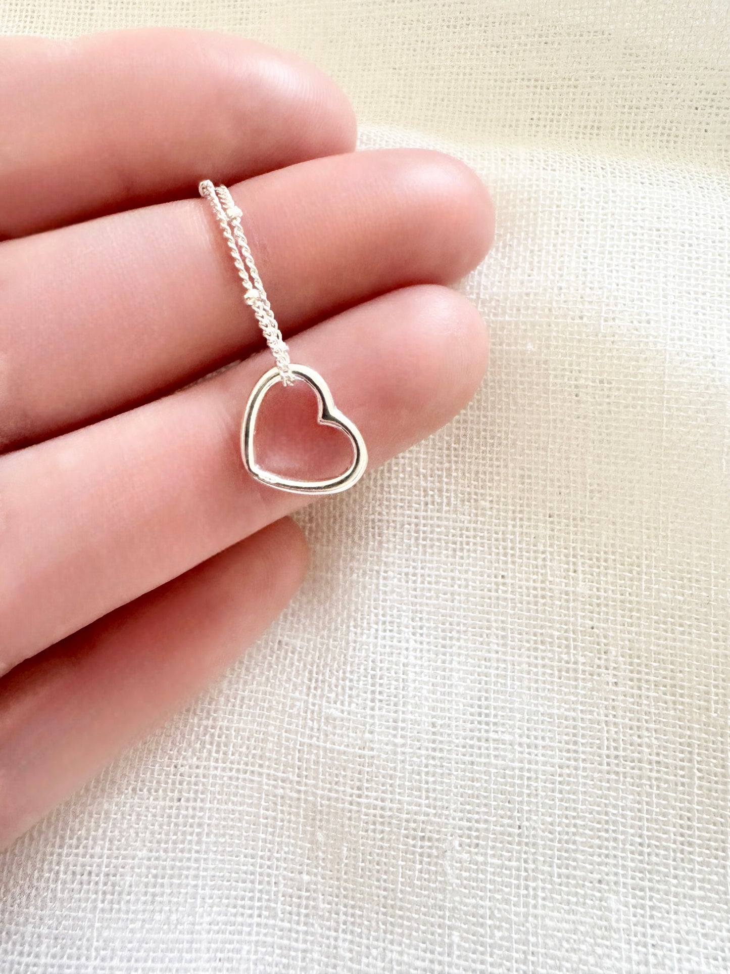 Sterling Silver Satellite Chain Heart Necklace