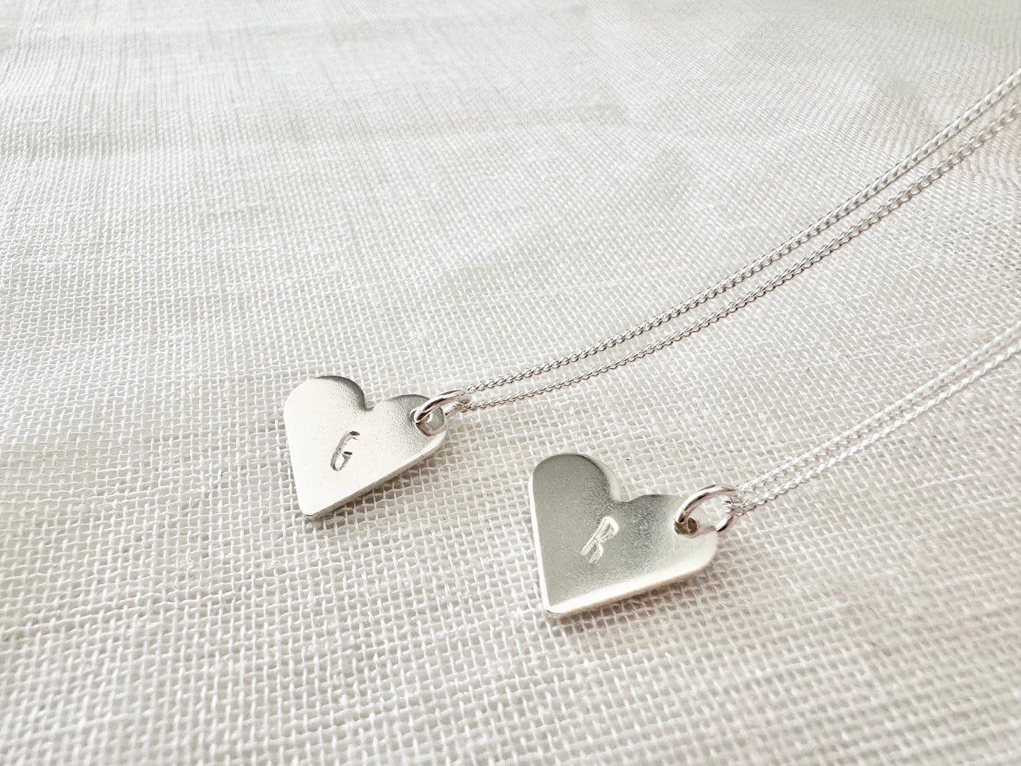 Sterling Silver Heart Pendant Necklace with Initial
