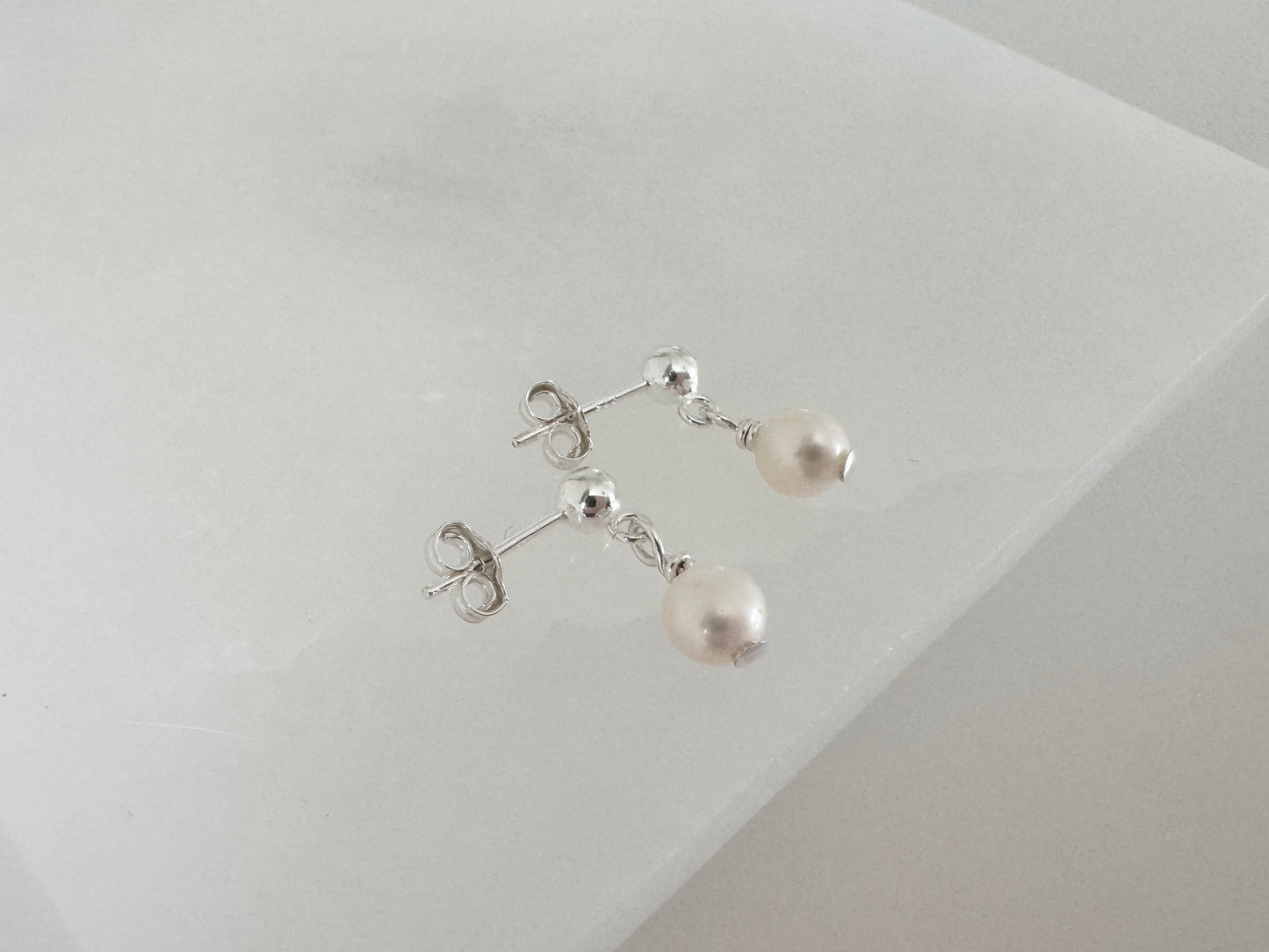 Silver Stud Earrings with Freshwater Pearls