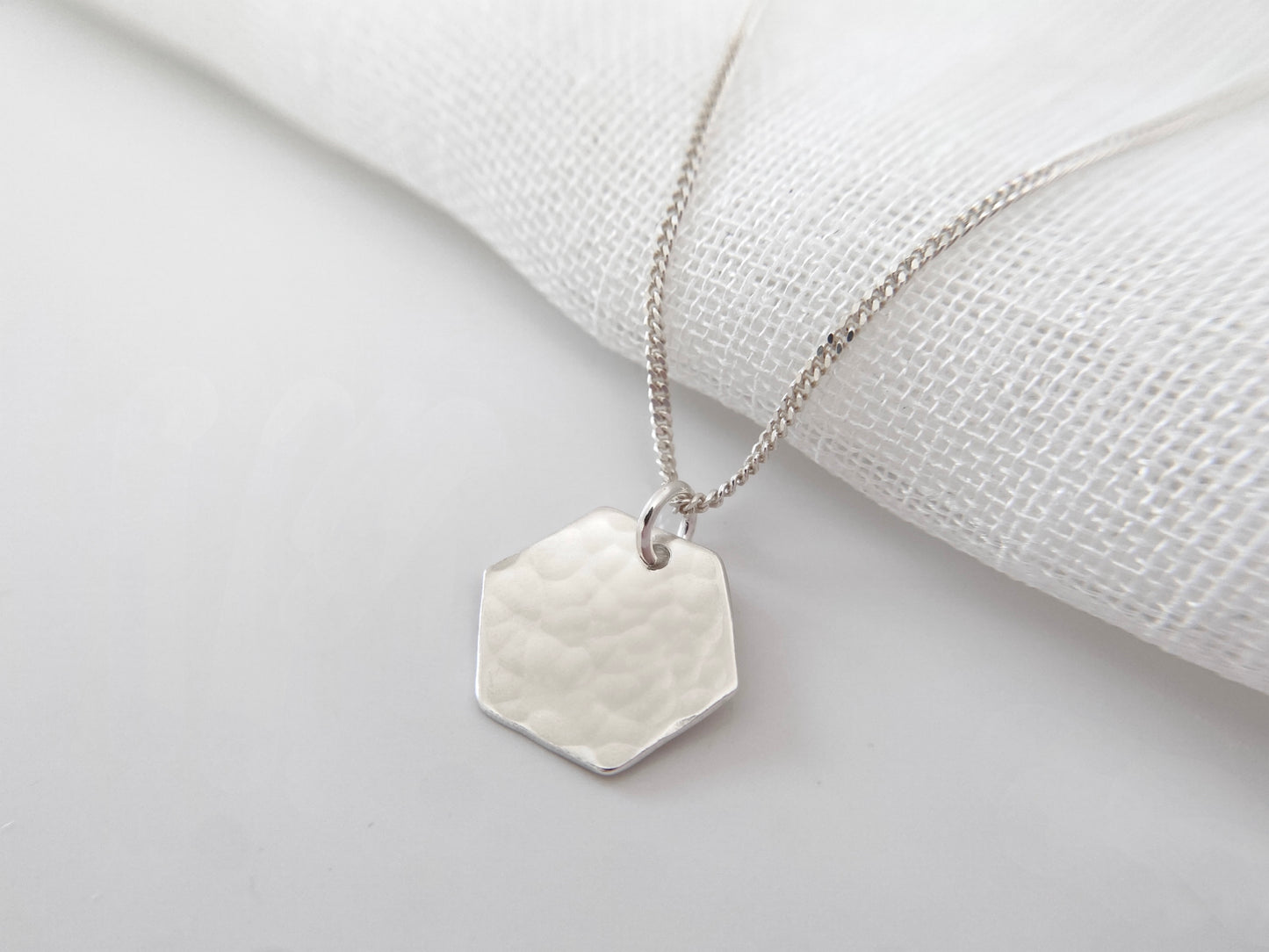 Sterling Silver Hexagon Pendant Necklace
