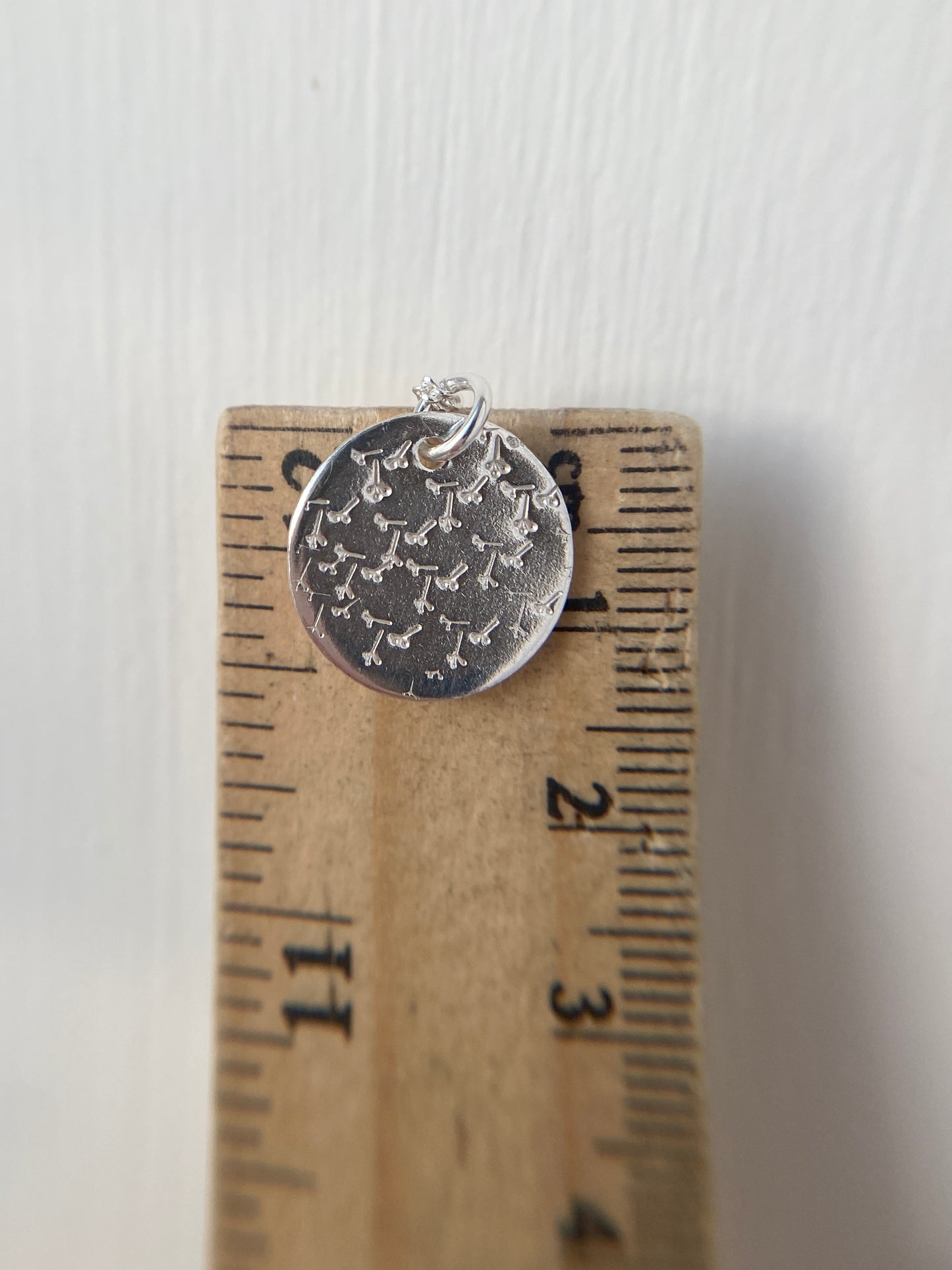 Silver Dandelion Disc Pendant Necklace