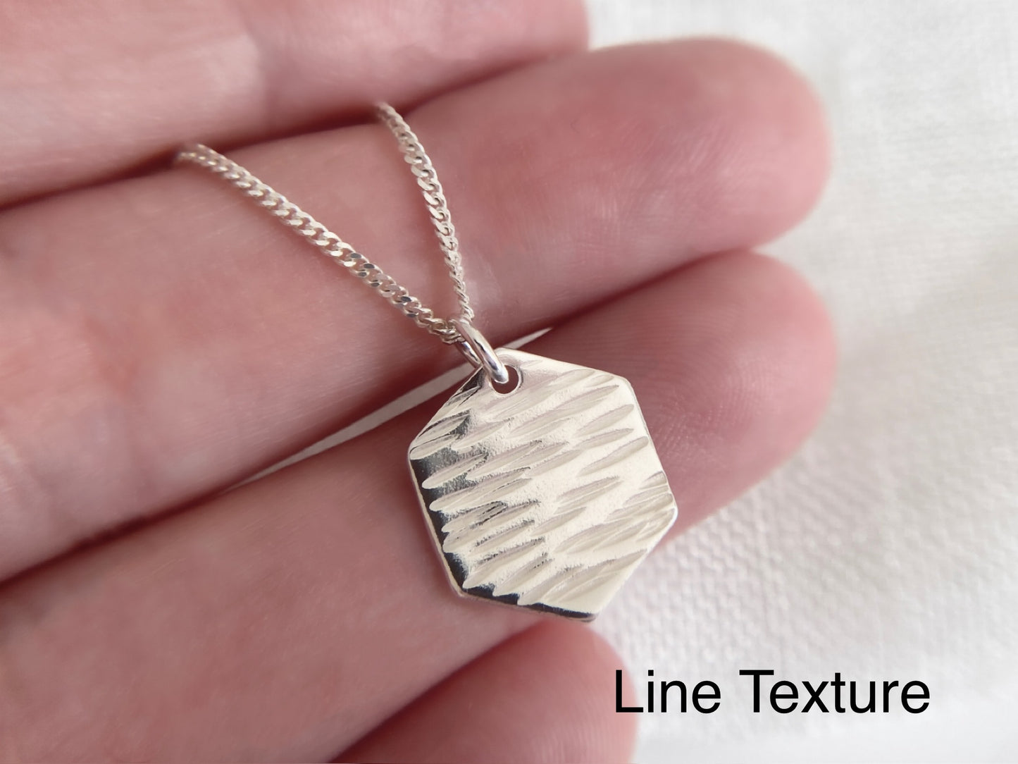 Sterling Silver Hexagon Pendant Necklace
