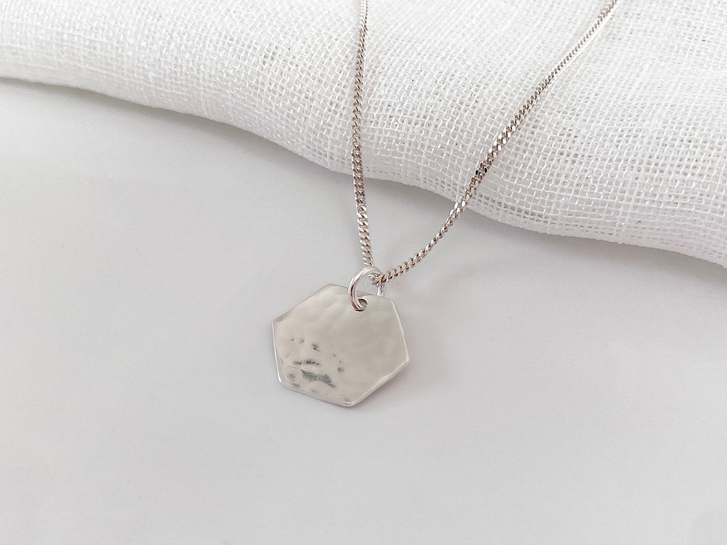 Sterling Silver Hexagon Pendant Necklace