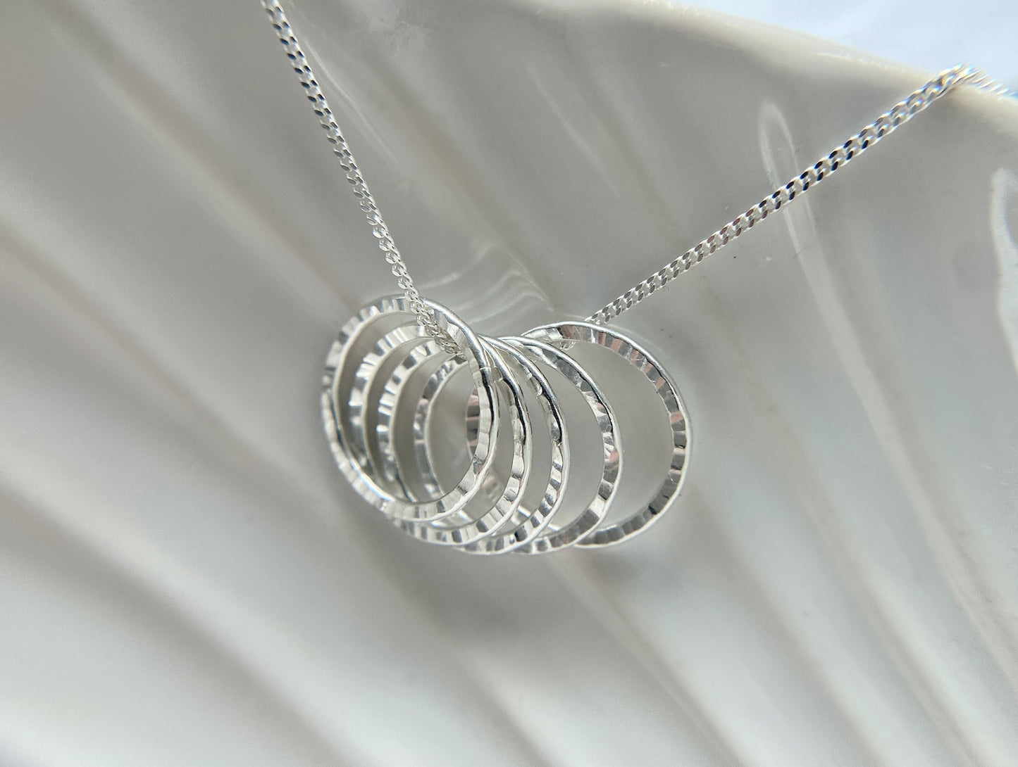 50th Birthday Sterling Silver Five Rings Necklace