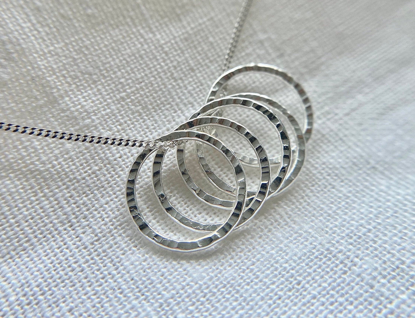 50th Birthday five ring necklace