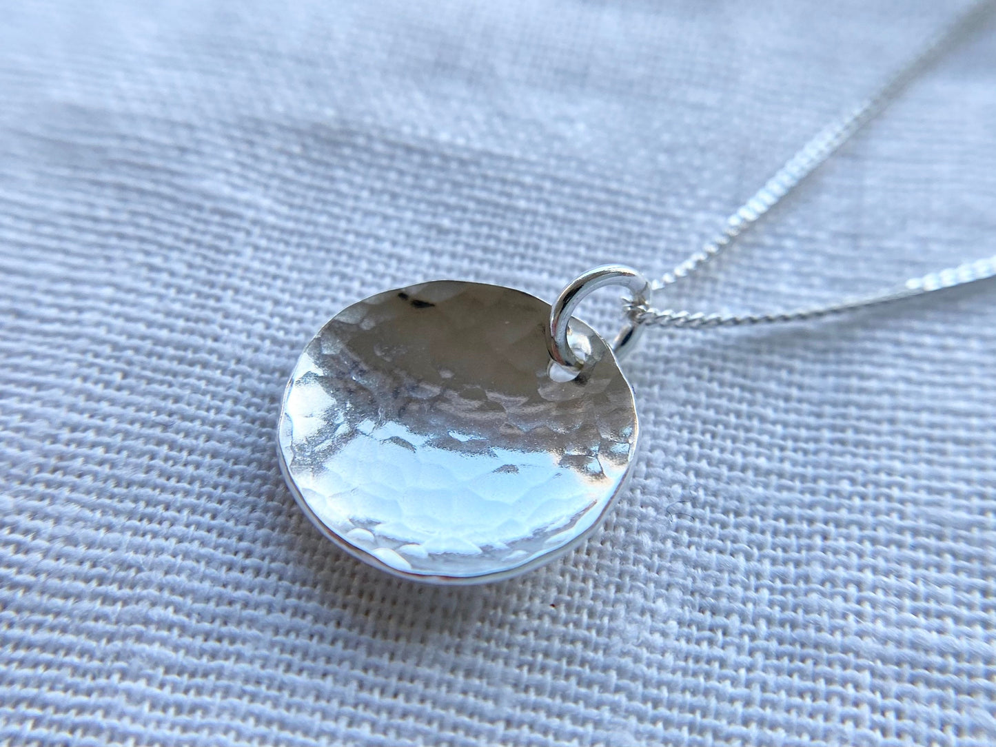 Sterling Silver Curved Disc Pendant Necklace