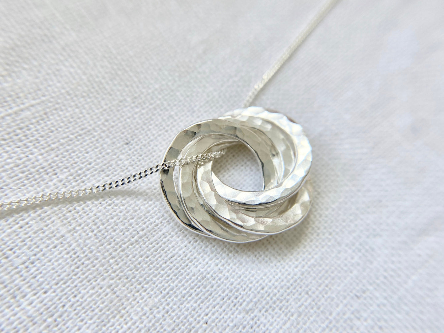 50th Birthday Sterling Silver Five Interlocking Rings Necklace