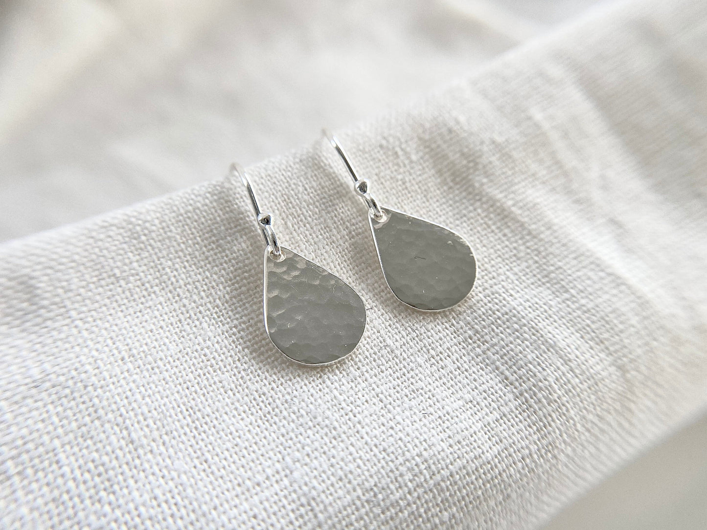 Silver Hammered Teardrop Earrings