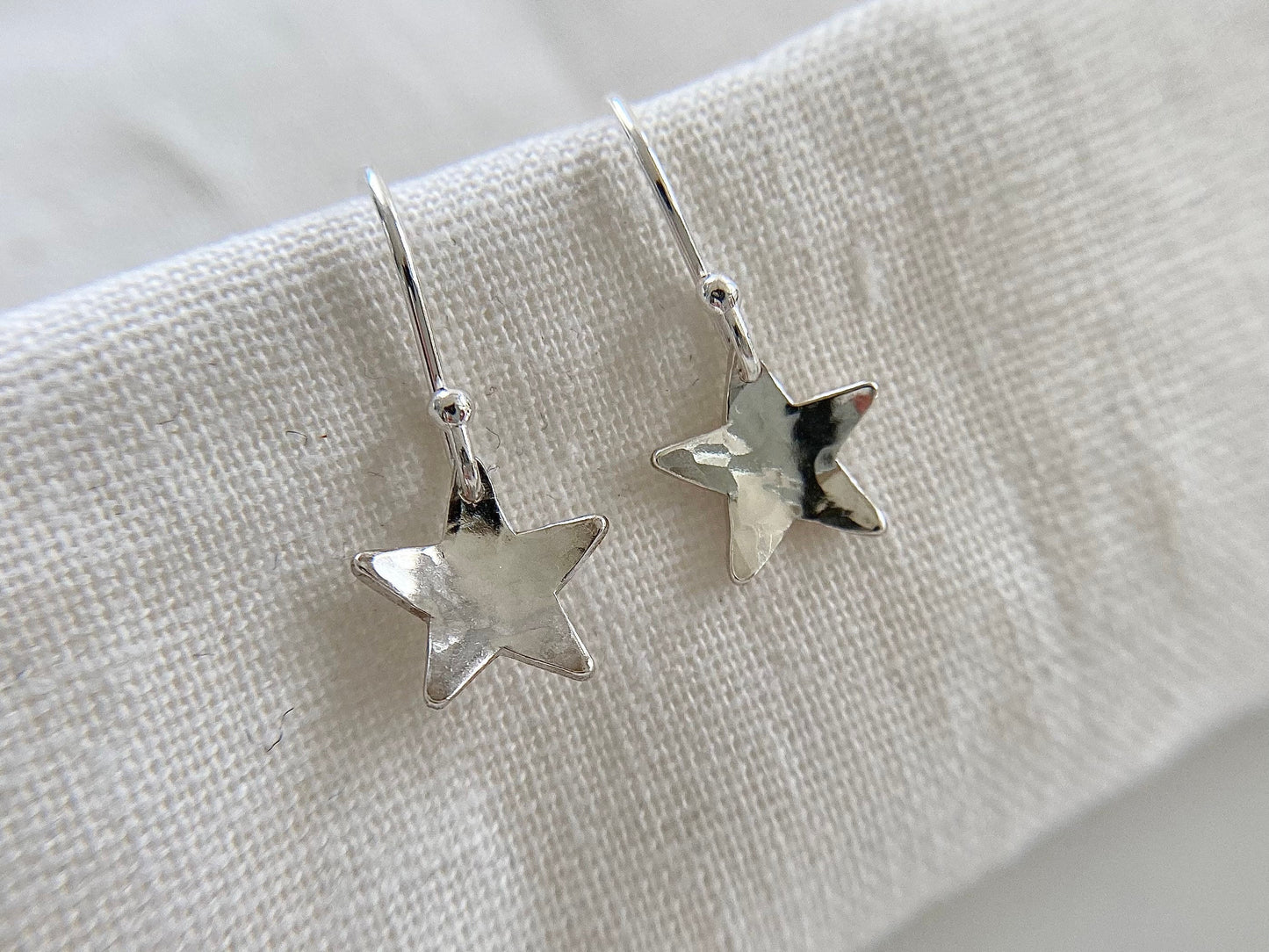 Sterling Silver Curved Star Earrings (S)