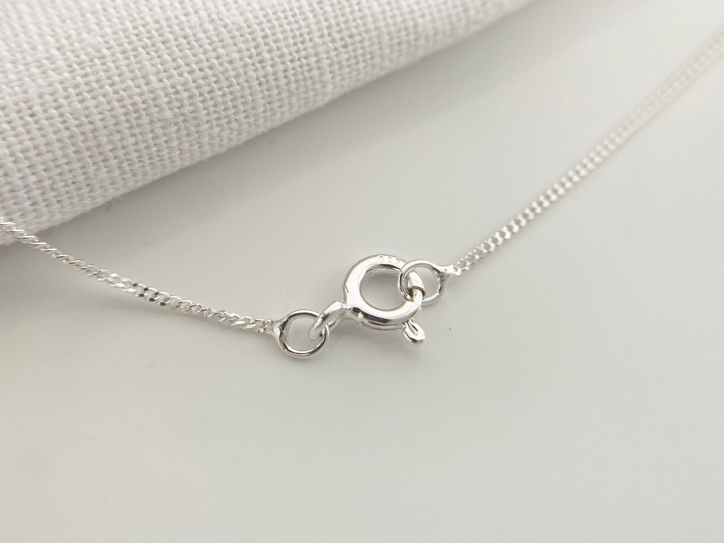 Sterling Silver Line Texture Circle Necklace (L)