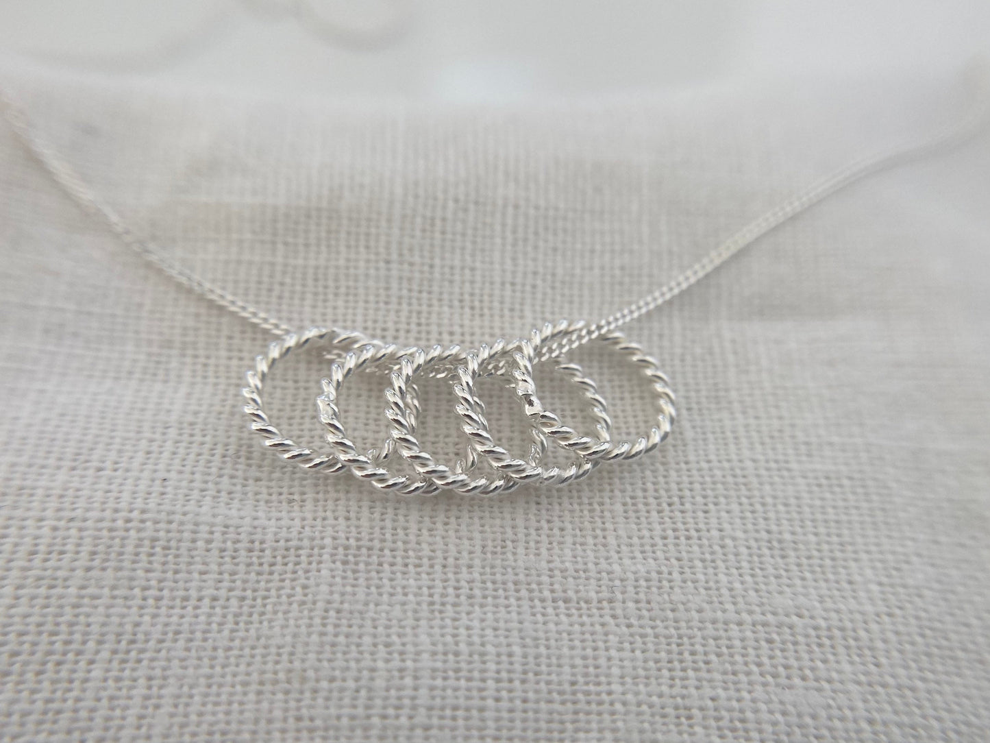 50th Birthday Sterling Silver Necklace with Twisted Rings