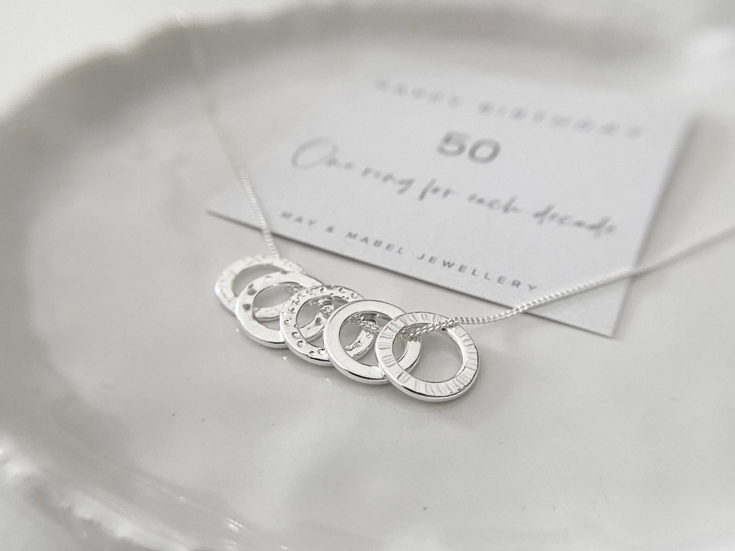 50th necklace, five decades necklace, gift for her
