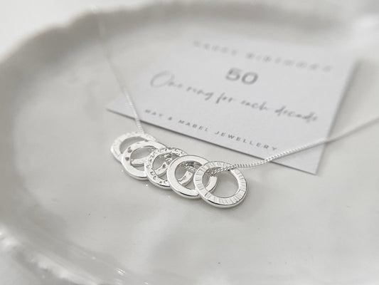 50th necklace, five decades necklace, gift for her