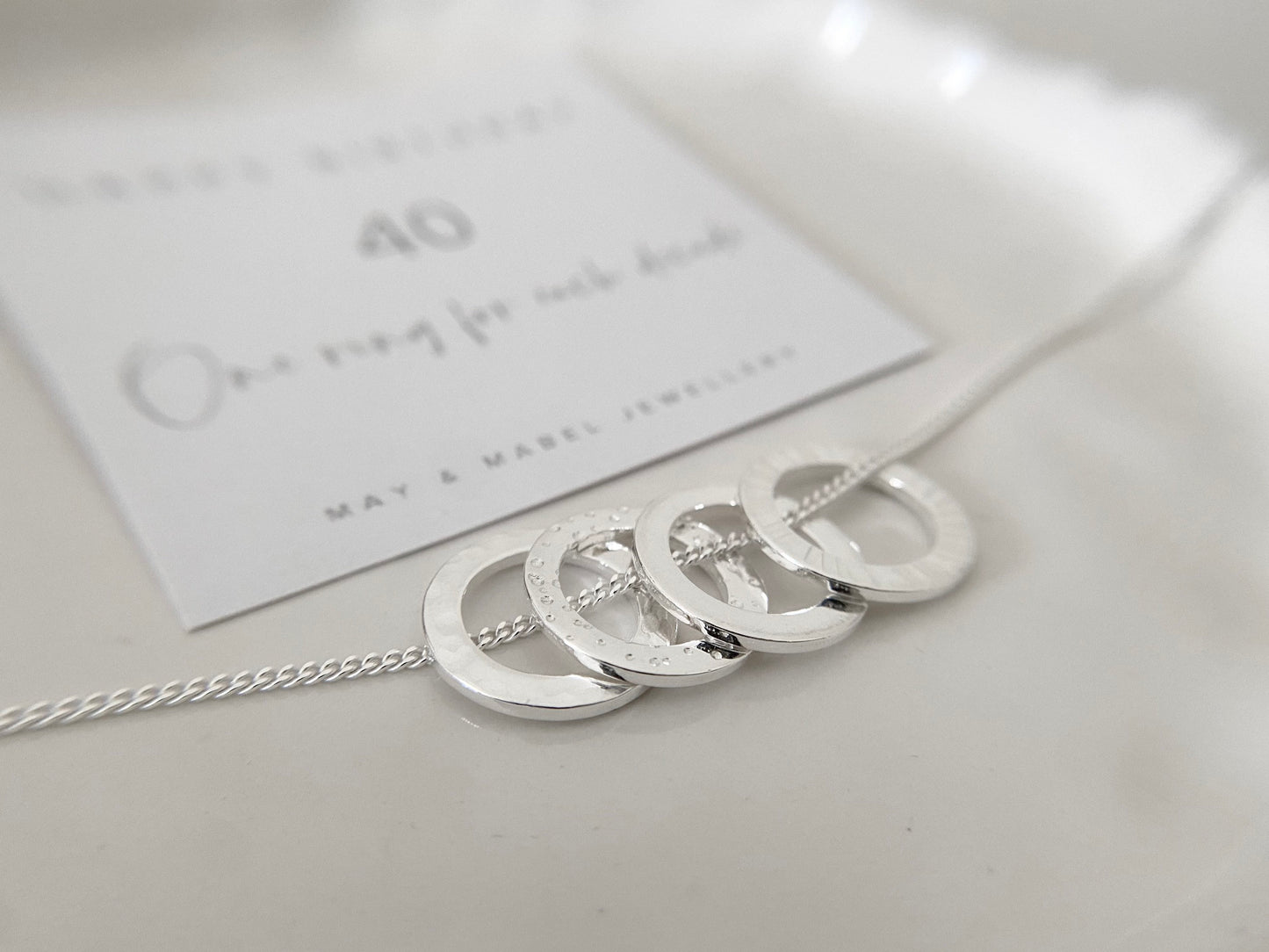 40th Birthday Sterling Silver Necklace for Four Decades (M)