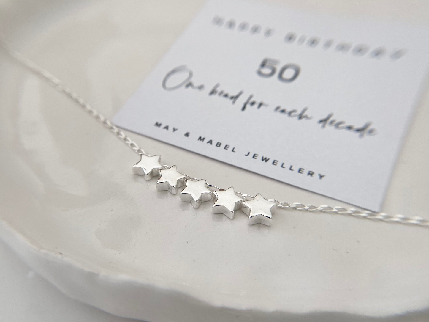 Sterling Silver Star Necklace for 50th Birthday