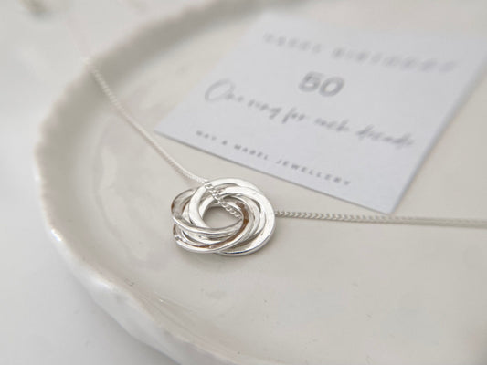 50th birthday silver necklace