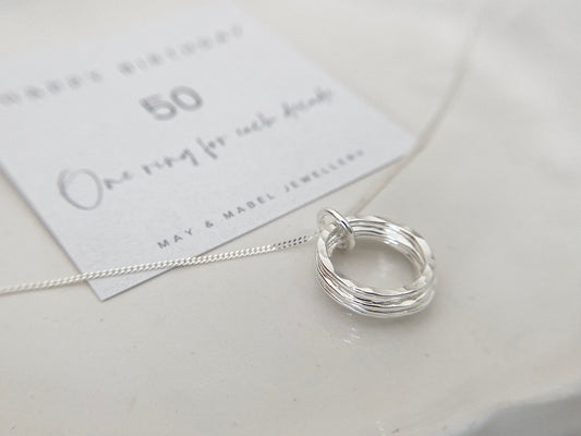 50th birthday silver necklace