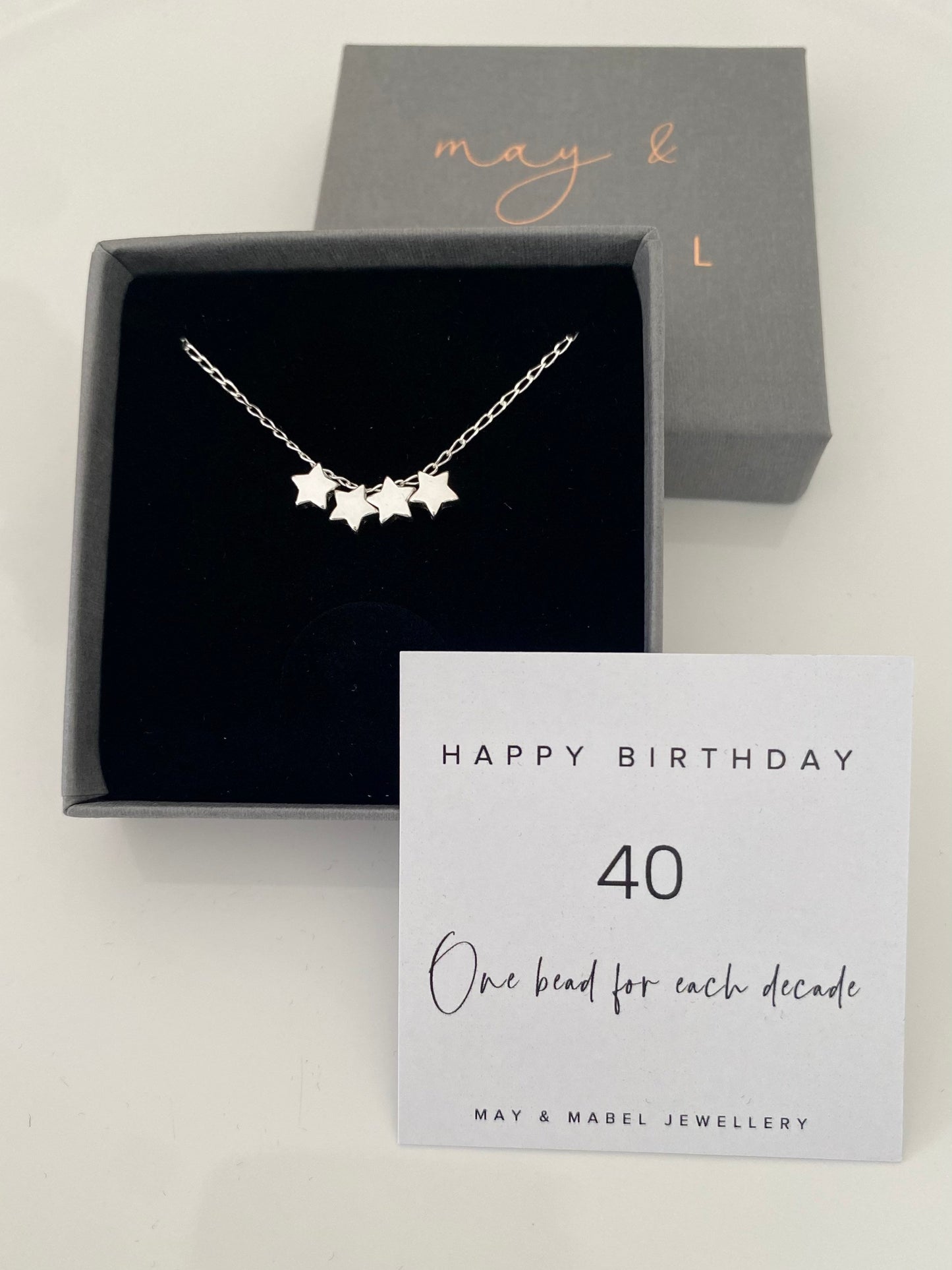 Sterling Silver Star Necklace for 40th Birthday