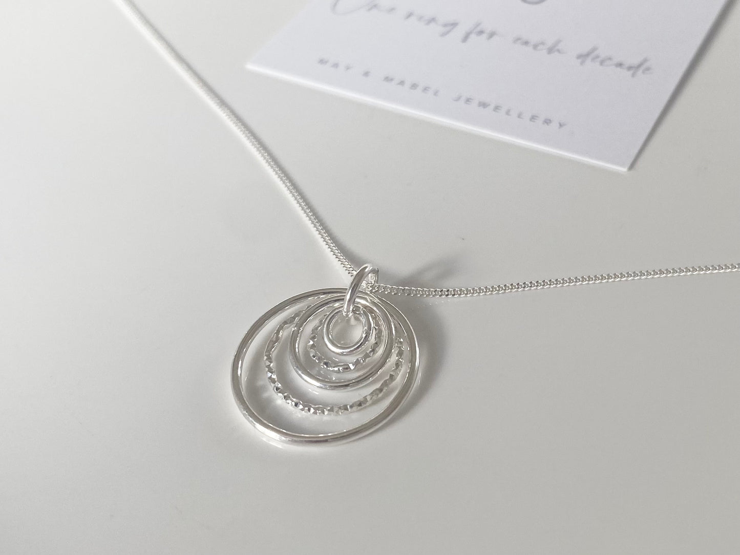 50th Birthday Sterling Silver Necklace for Five Decades