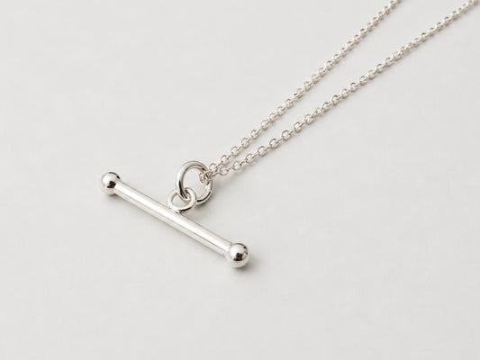 Sterling Silver T-bar Necklace on Trace Chain