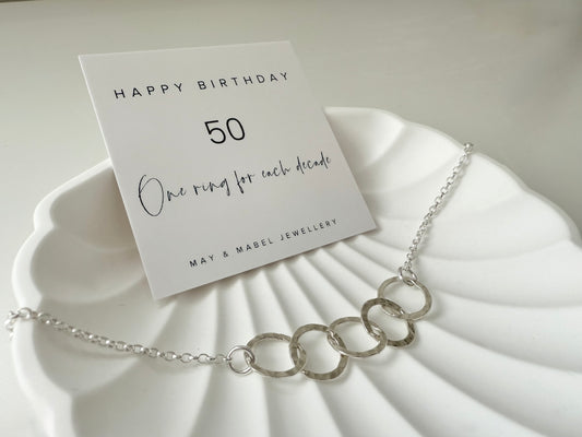 50th Birthday Sterling Silver Interlinked Necklace