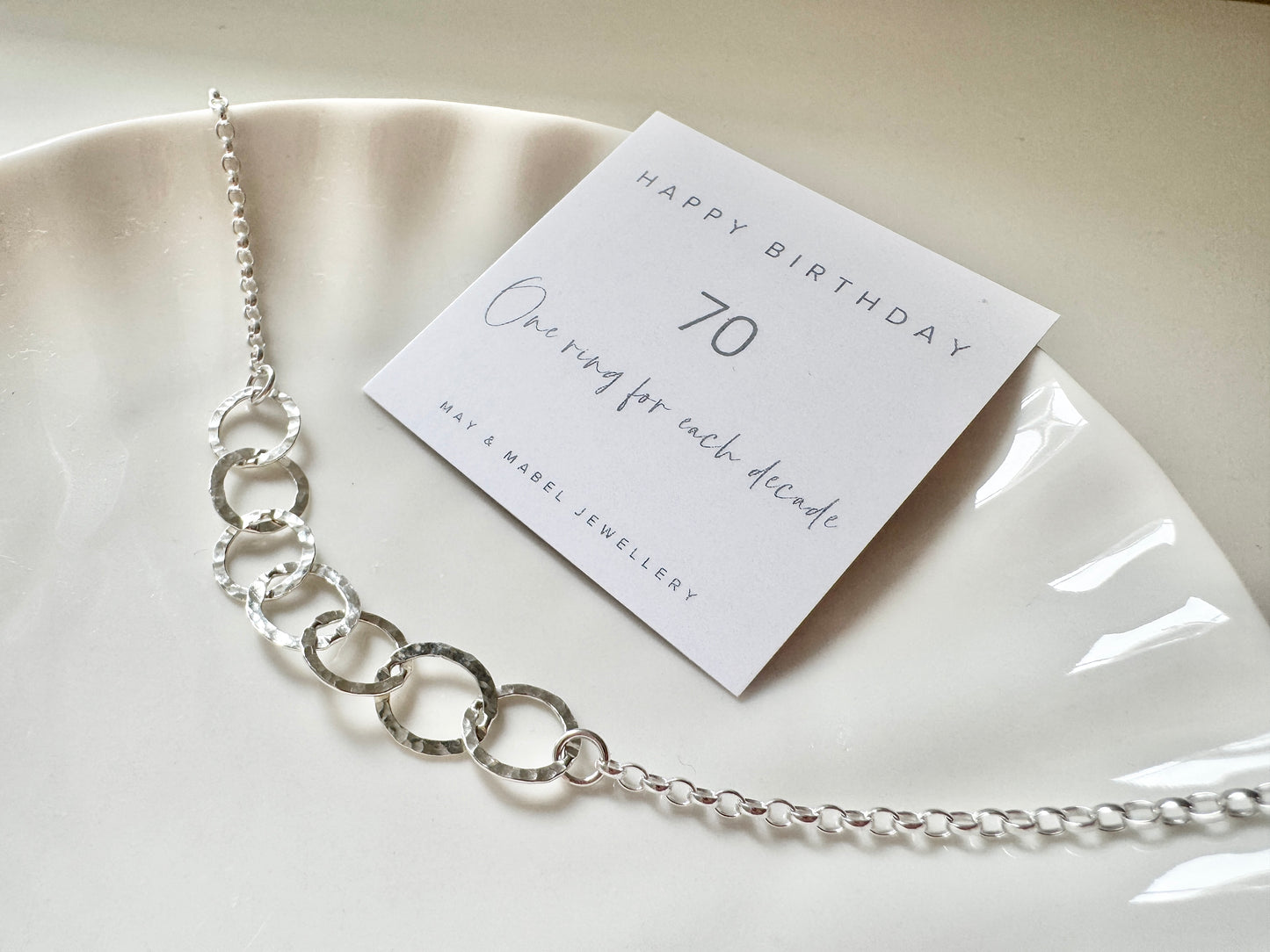 70th Birthday Sterling Silver Interlinked Necklace