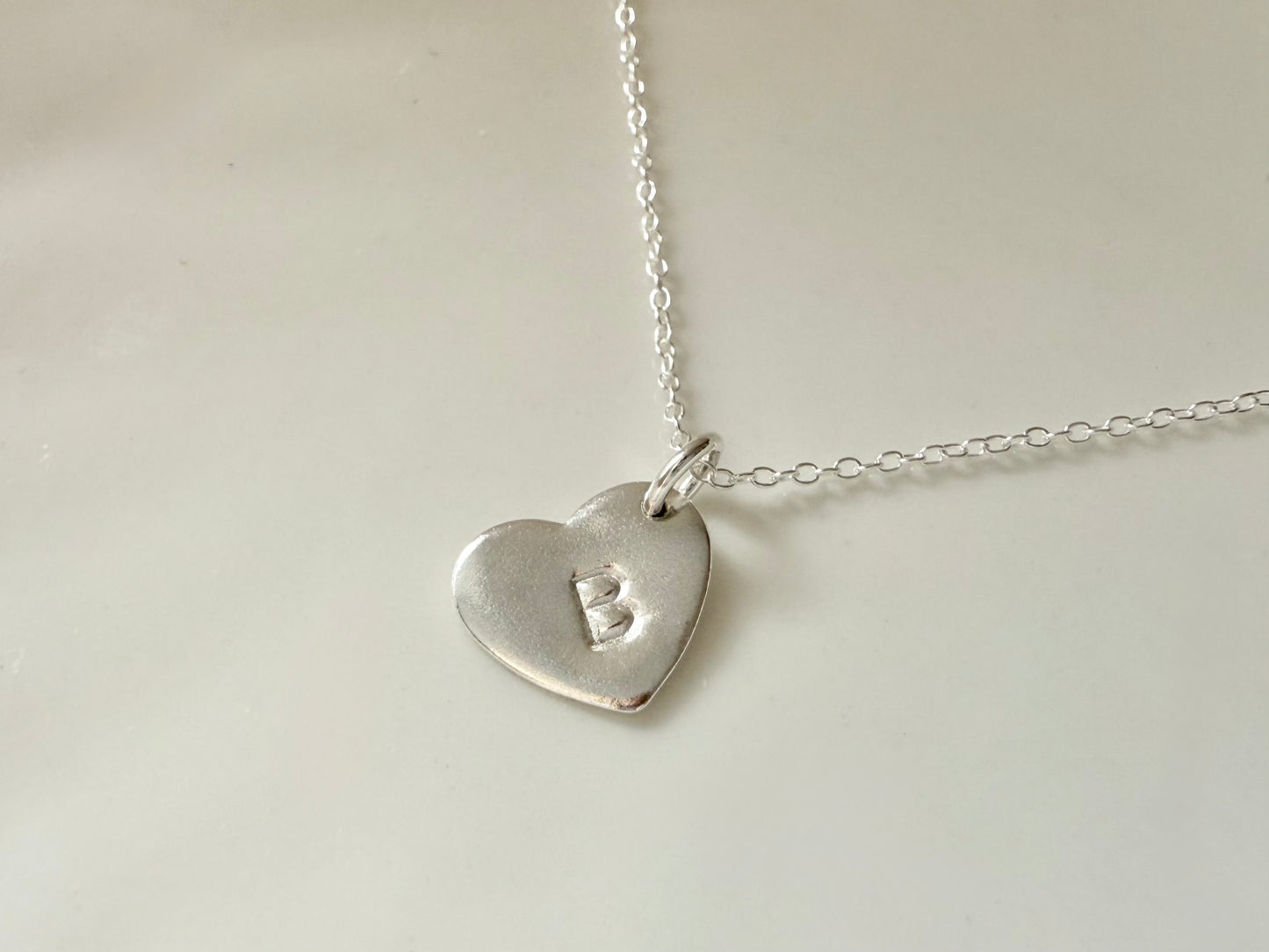 Sterling Silver Heart Pendant Necklace with Initial