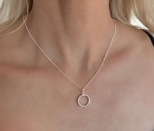 Sterling Silver Statement Pendant Necklace on Satellite Chain