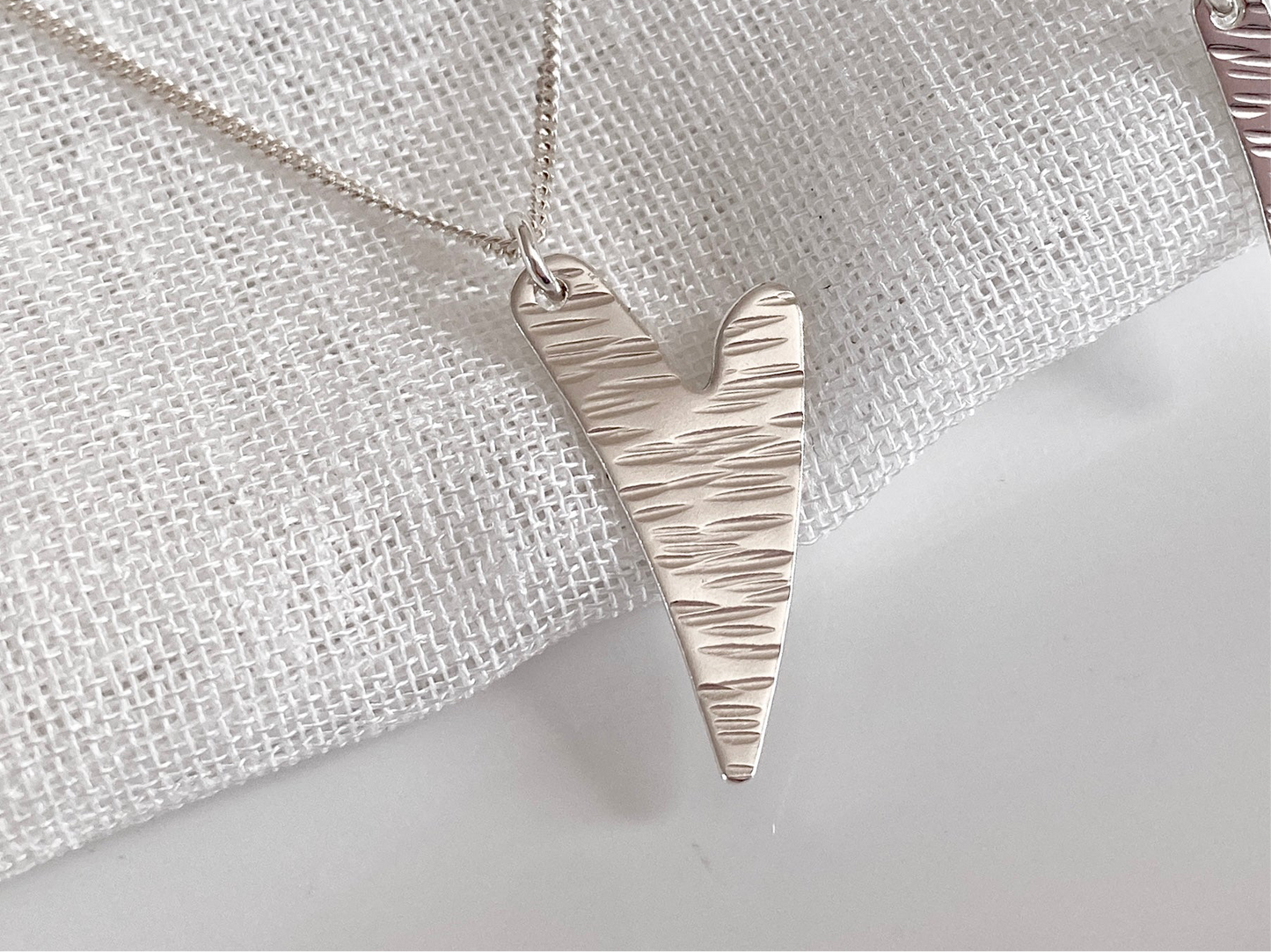 Sterling Silver Wavy Heart Pendant Necklace