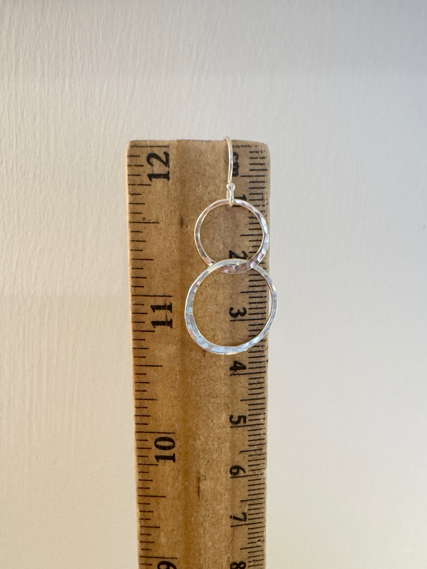 Silver Linked Double Circle Earrings
