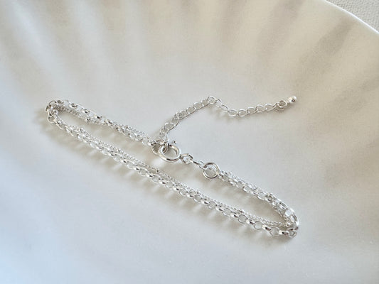 Sterling Silver Double Layer Satellite Chain Bracelet
