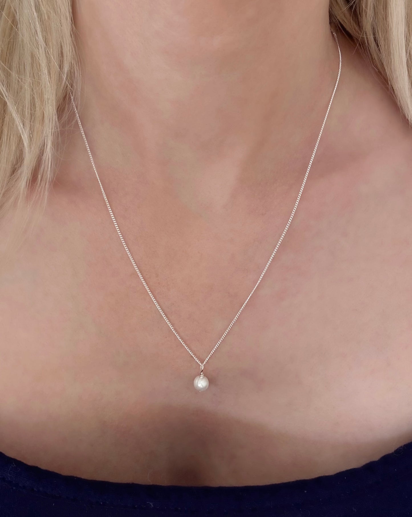 Pearl Necklace on Sterling Silver Chain