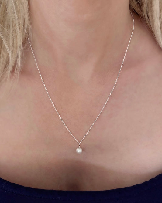 Pearl Necklace on Sterling Silver Chain
