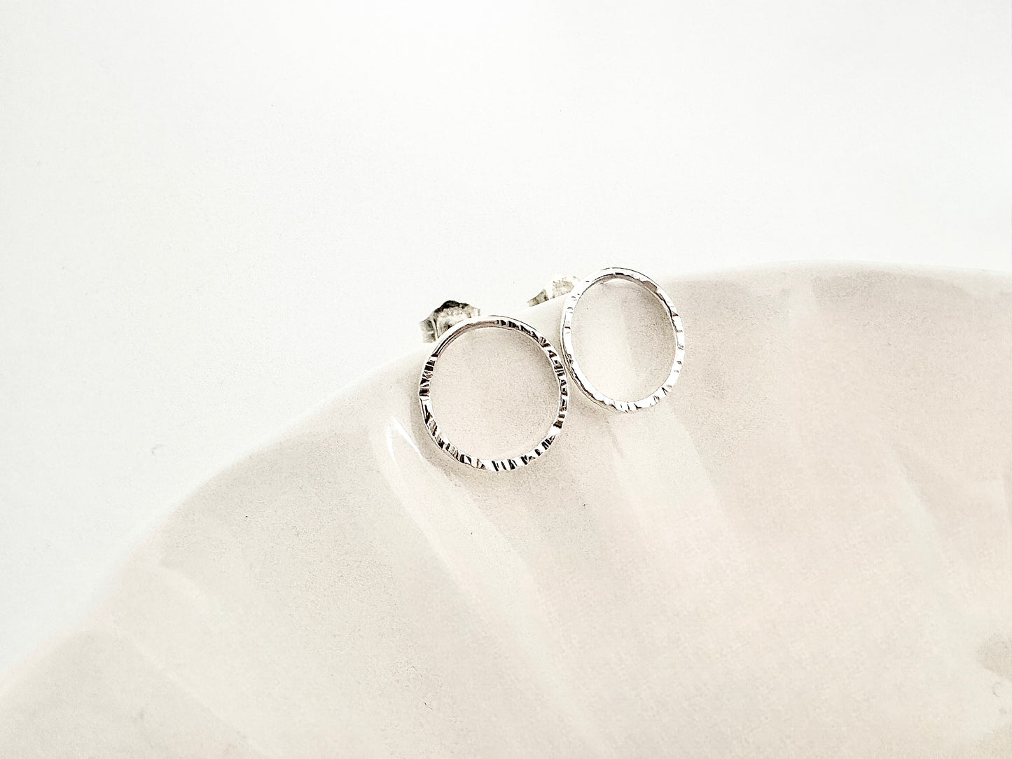 Silver Circle Stud Earrings