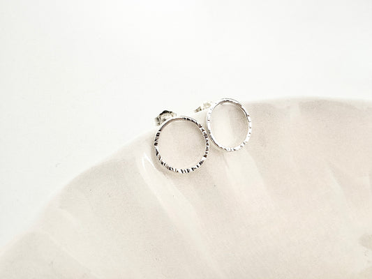 Silver Circle Stud Earrings