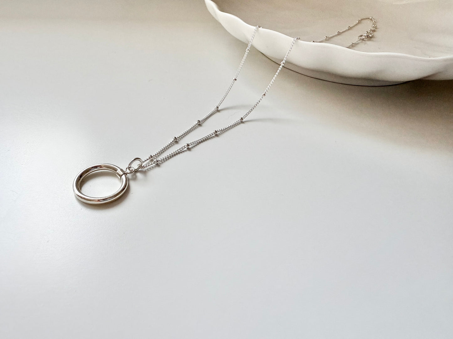 Sterling Silver Statement Pendant Necklace on Satellite Chain