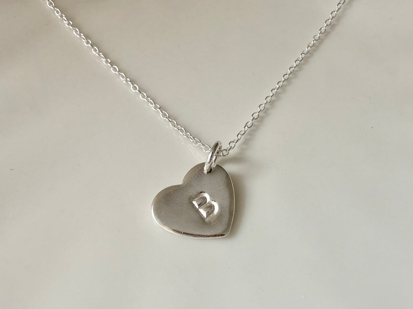 Sterling Silver Heart Pendant Necklace with Initial