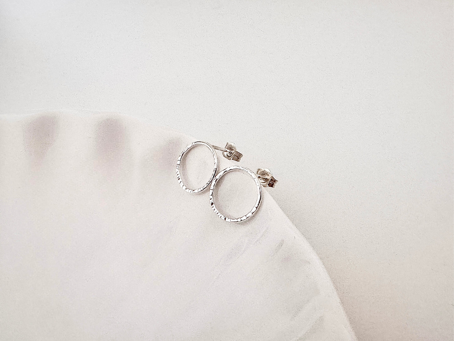 Silver Circle Stud Earrings