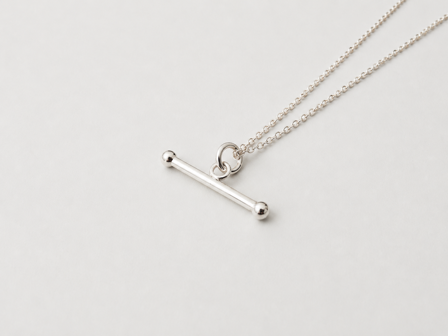 Sterling Silver T-bar Necklace on Trace Chain
