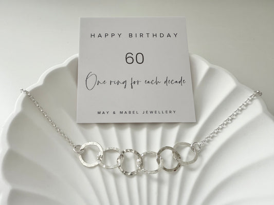60th Birthday Sterling Silver Interlinked Necklace