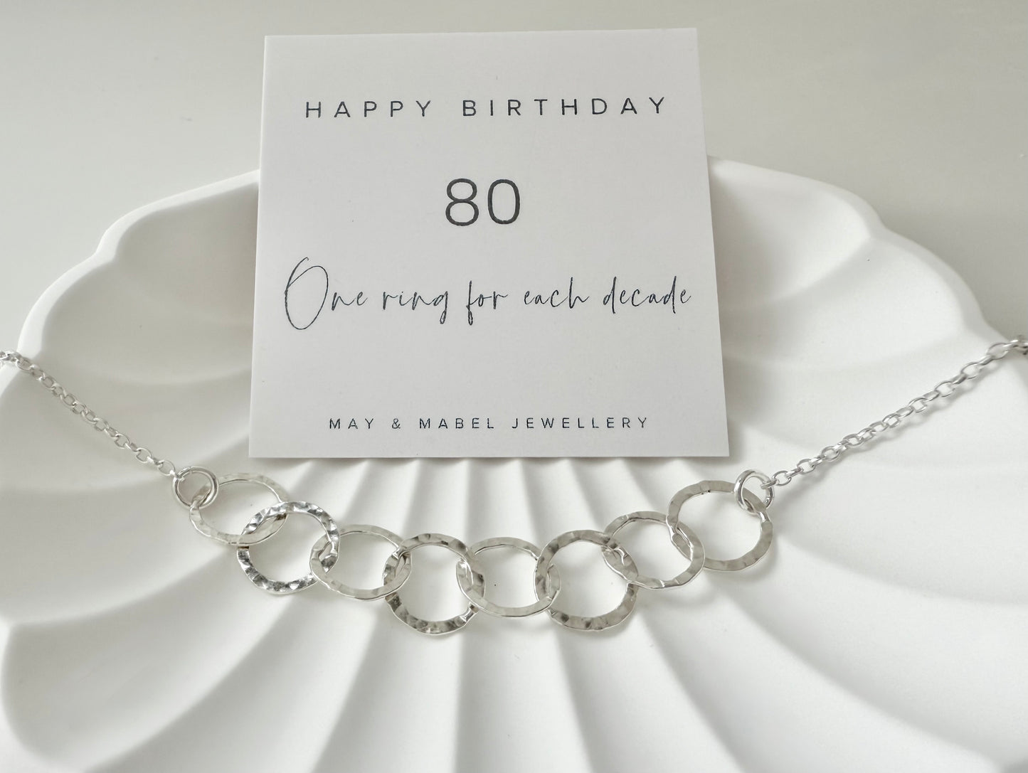 80th Birthday Sterling Silver Interlinked Necklace