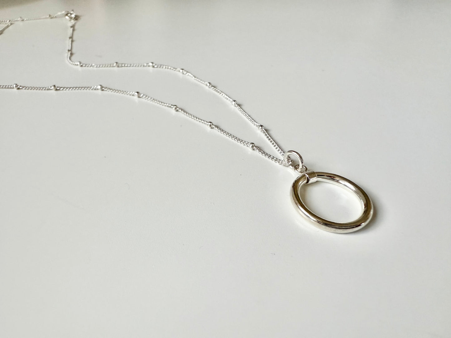 Sterling Silver Statement Pendant Necklace on Satellite Chain