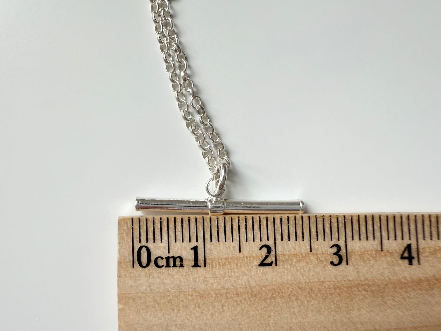 Sterling Silver T-bar Necklace on Medium Chain