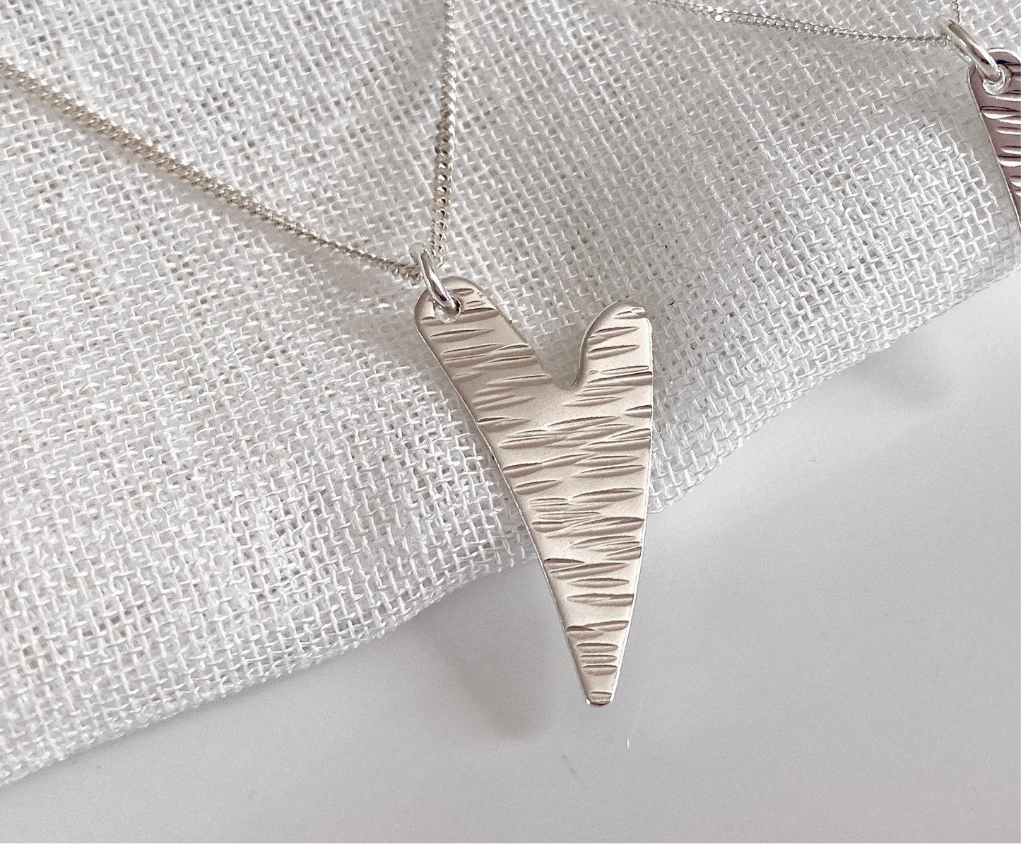 Sterling Silver Wavy Heart Pendant Necklace