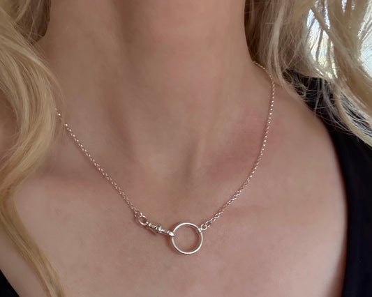 Sterling silver circle chunky necklace