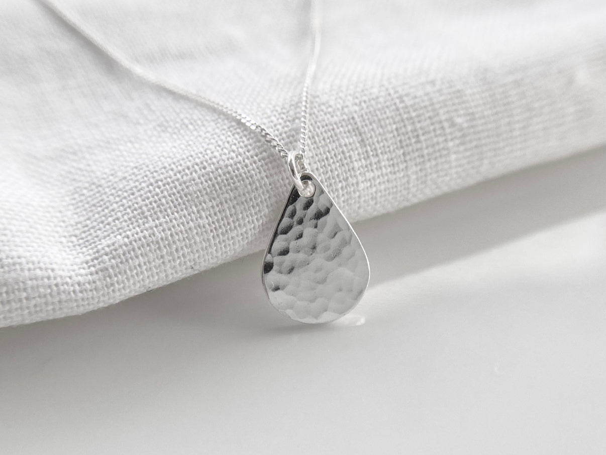 Silver Teardrop Pendant, Petite Necklace