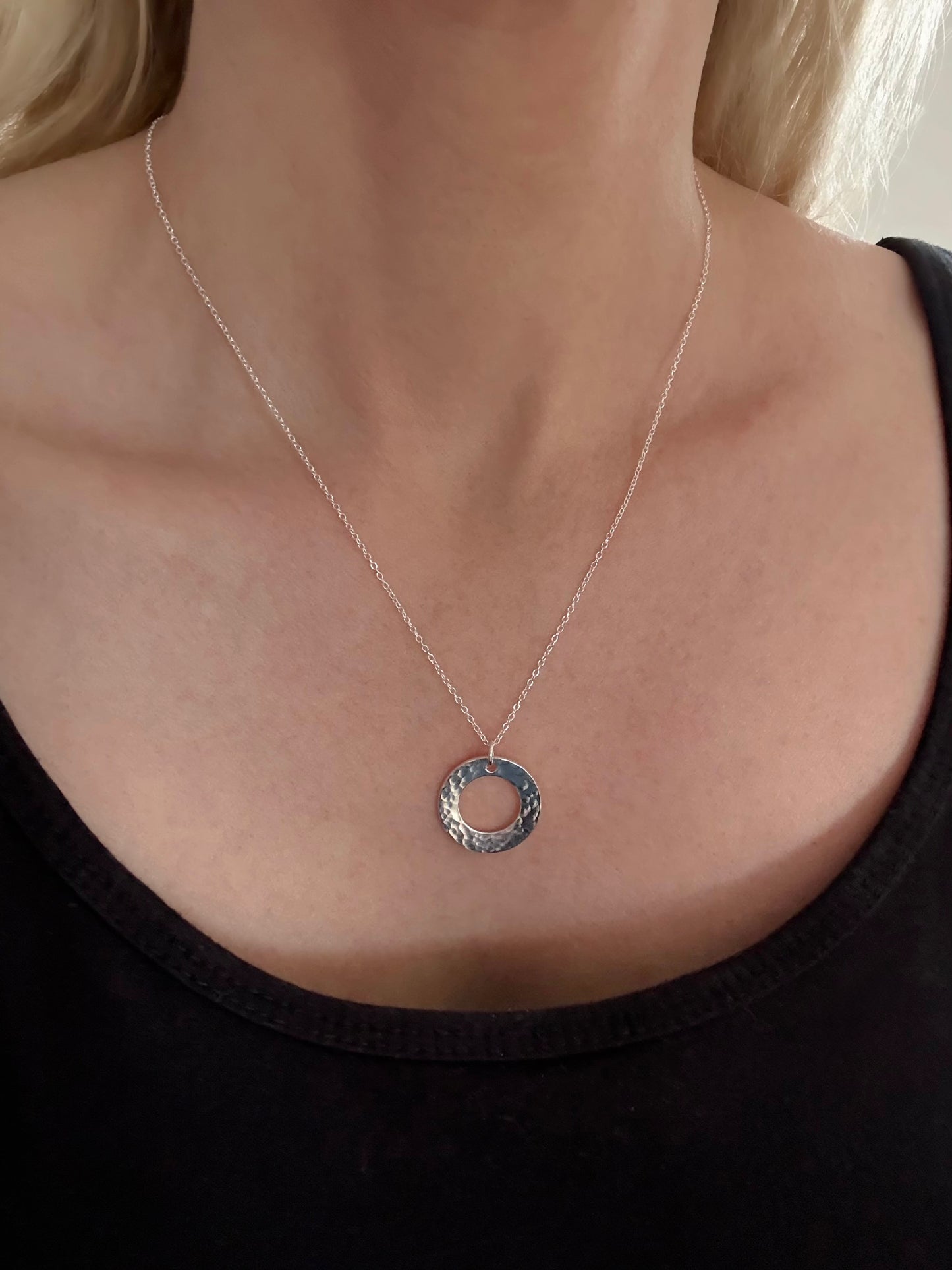 Sterling Silver Circle Pendant Necklace